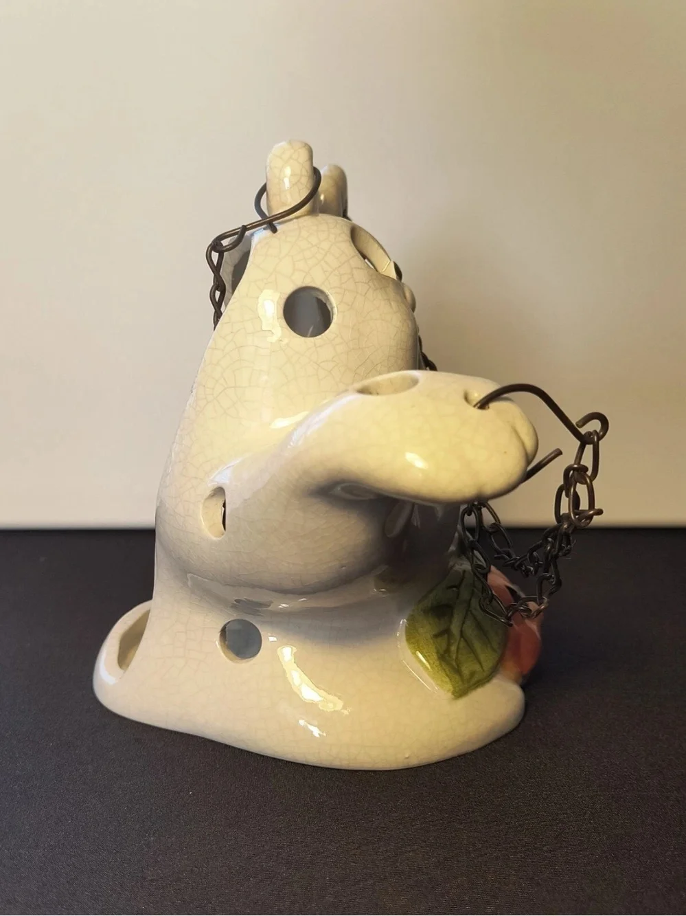 Ceramic Halloween Ghost Lantern with Orange Pumpkin Accent